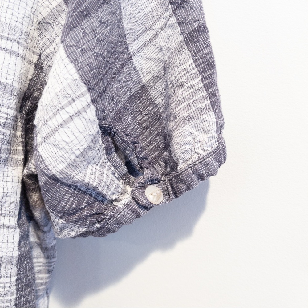Universal Thread Textured Plaid Blue Gray Short Sleeved Button Up Shirt Large - Picture 4 of 8